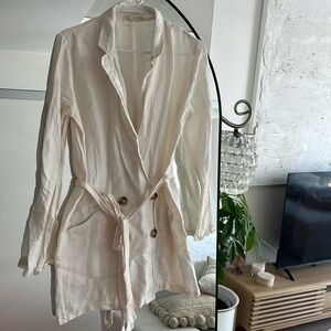 Linen blazer, dress with tie in the front